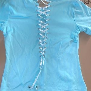 Dior baby blue lace up top size 6